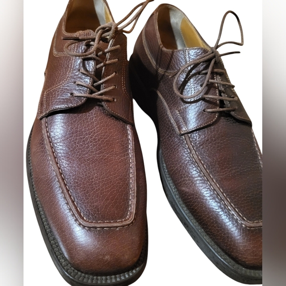 Santoni Brown Leather Oxford Shoe Men's Size 8.5 Made In Italy - Picture 2 of 15